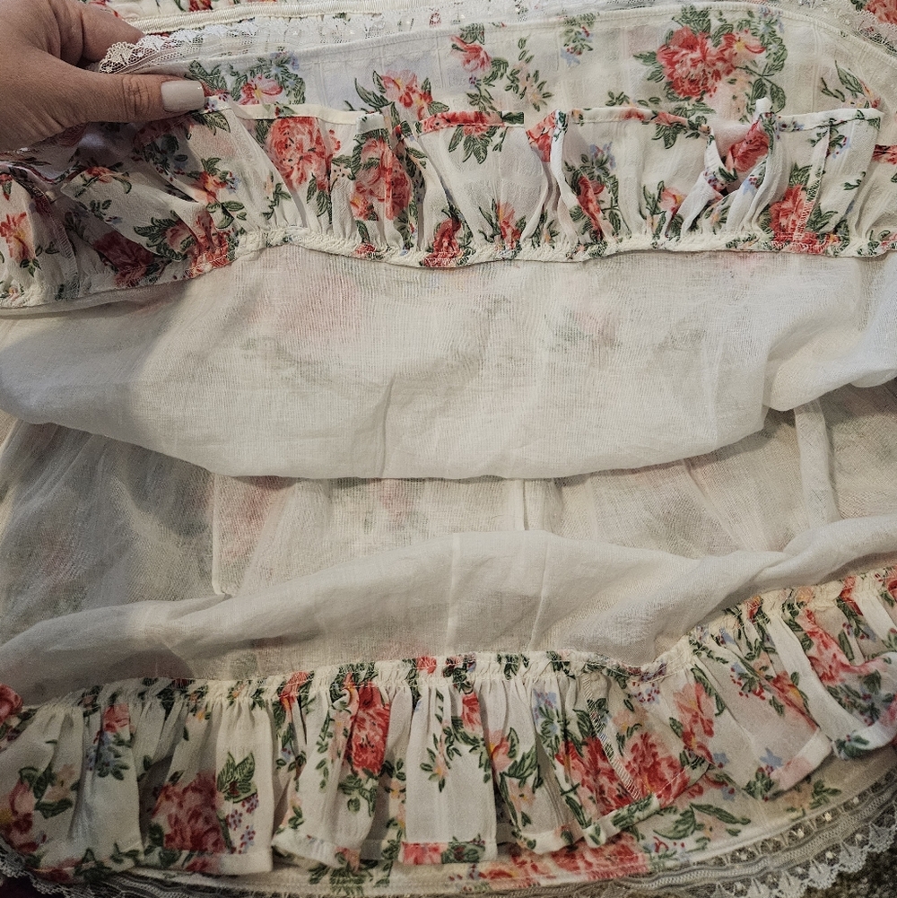 Altar’d State Bella Floral Ruffle Mini Dress White/Pink Size Medium - Picture 9 of 12